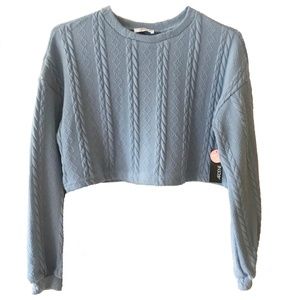 NWT ARDENE GIRL'S BLUE LONG SLEEVE CROP SWEATER SIZE XS